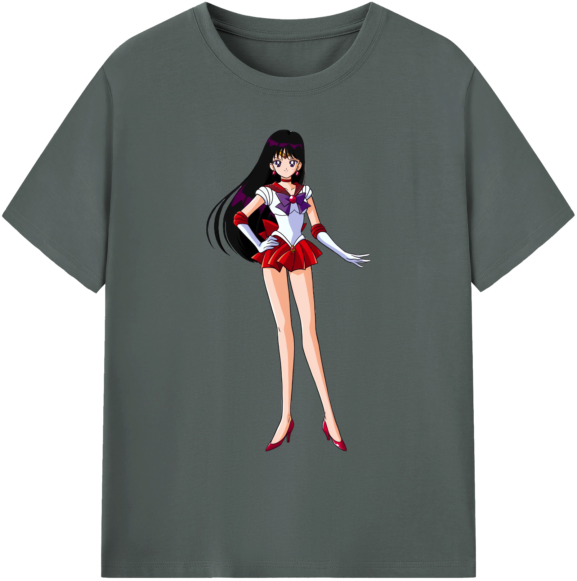 （画像用） 美少女戦士セーラームーン 火野レイ ひの レイ Sailor Moon Hino Rei （セーラーマーズ,Sailor Mars） 綿100％ メンズ半袖Tシャツ｜肌触りやわらか＆通気性
